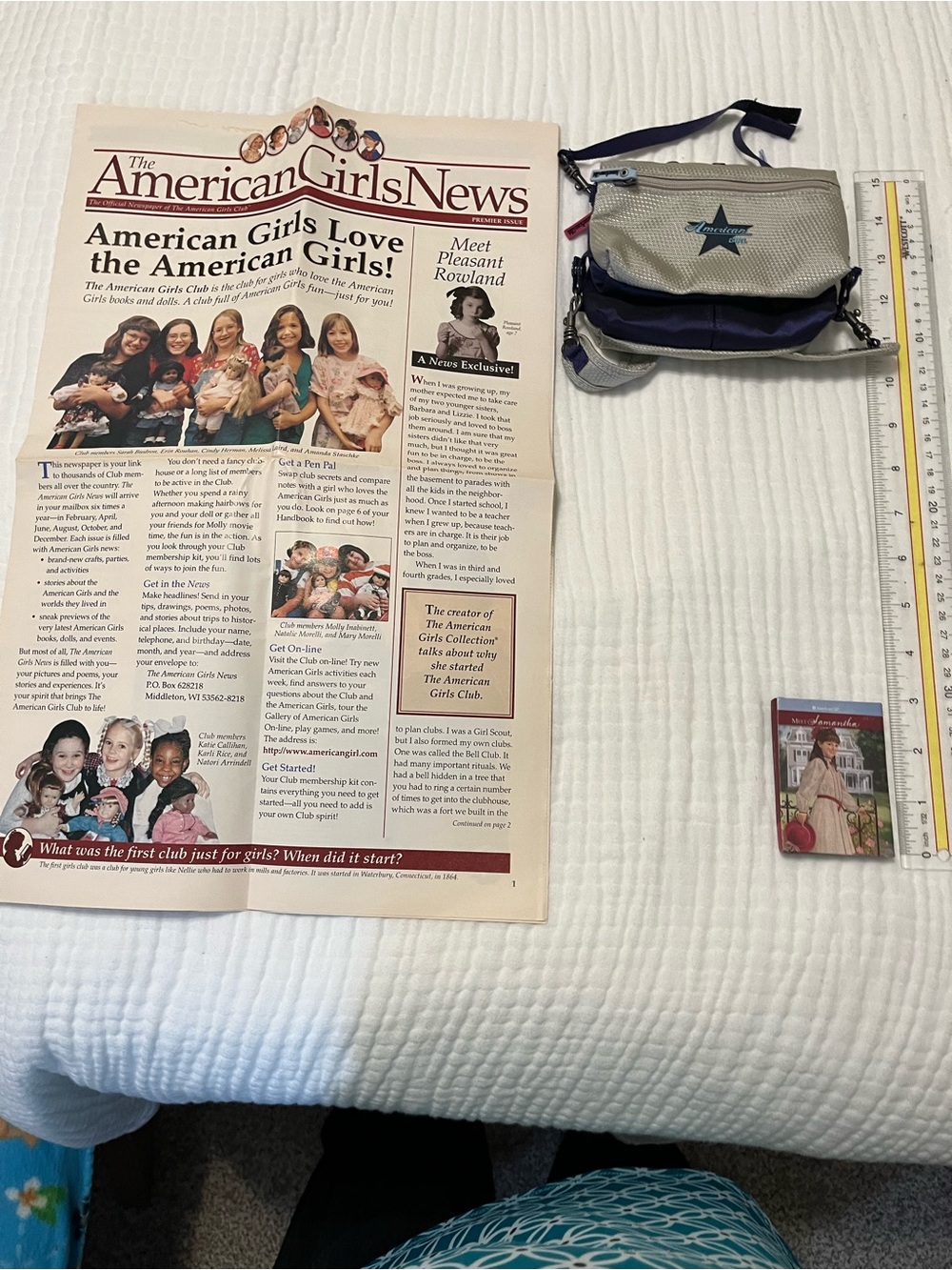 American Girl Bundle. Backpack for doll, Newsletter,Mini Meet Samantha book.
